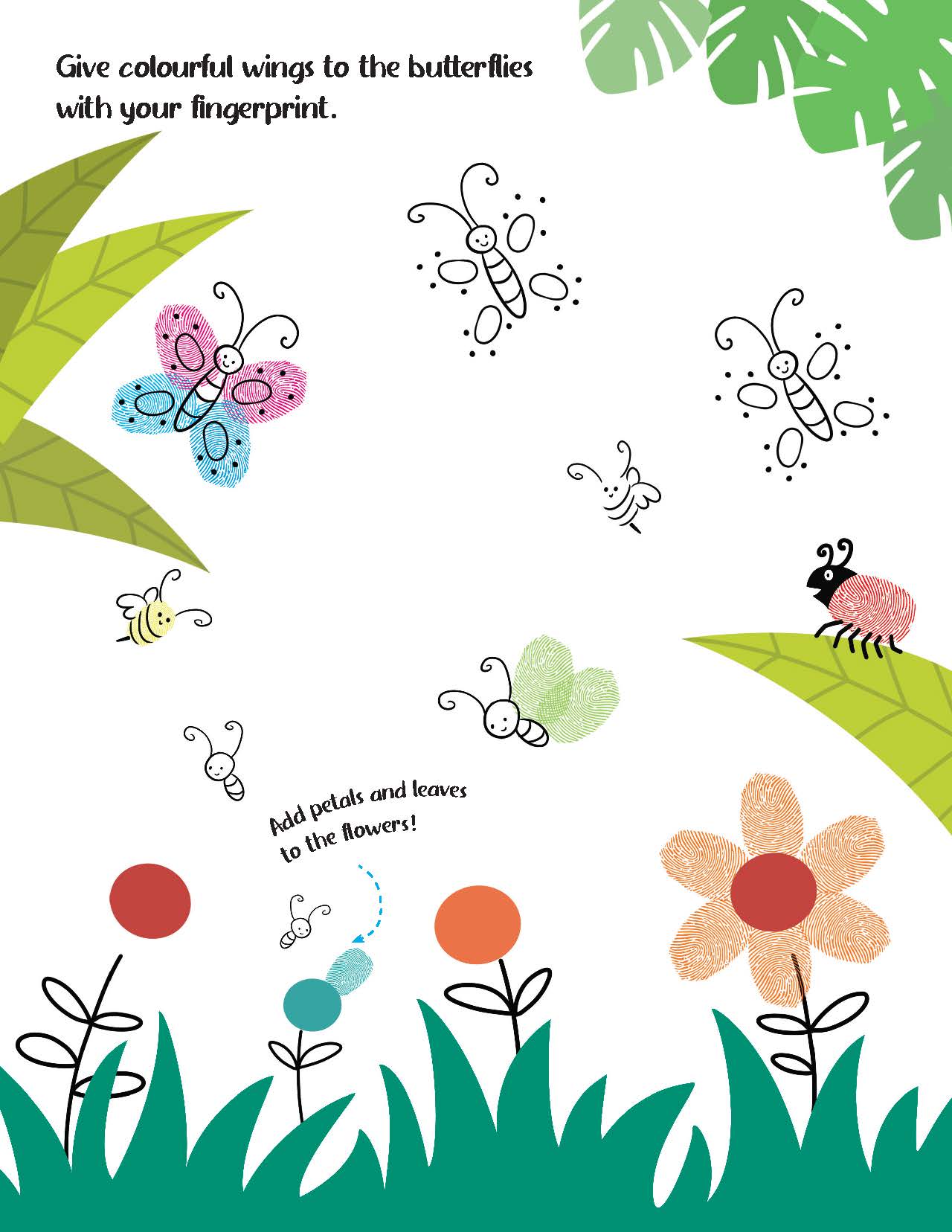 Fingerprint Art Activity Book for Children – Jungle with Thumbprint Gadget