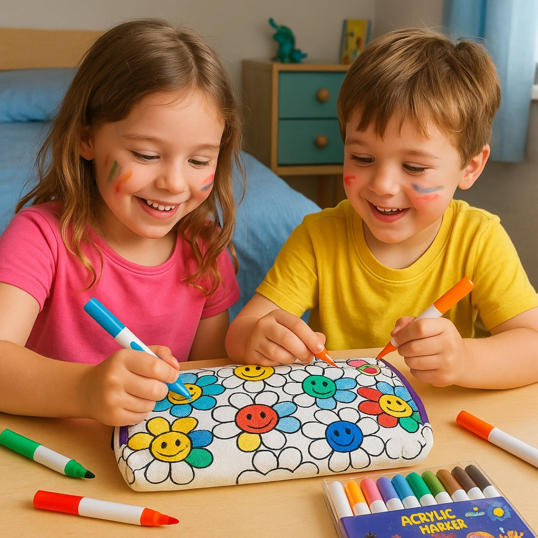 Canvas Pouch Painting Kit- Smiley Pouch Fun