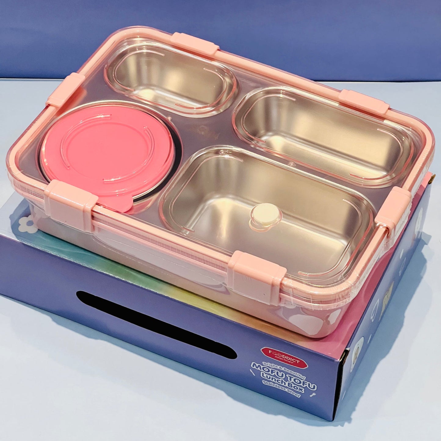 100% Spill Free Steel Bento Tiffin- 3 Compartments Lunchbox (710ml)