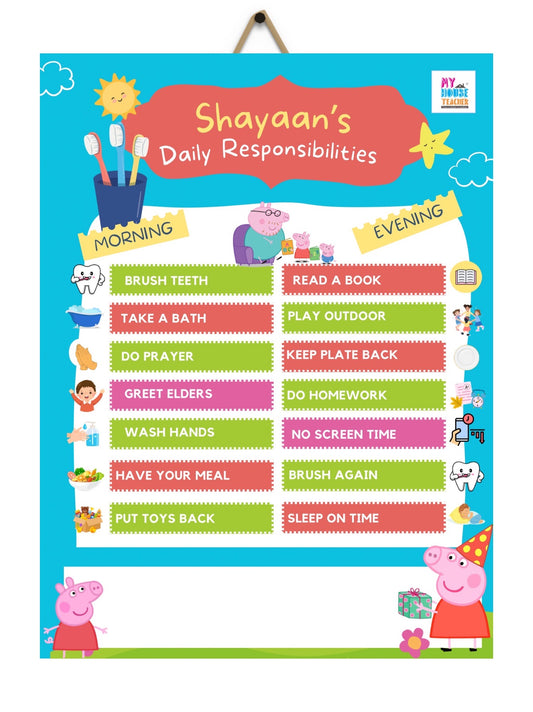 Personalised Daily Habit’s Chart - Peppa Pig Theme