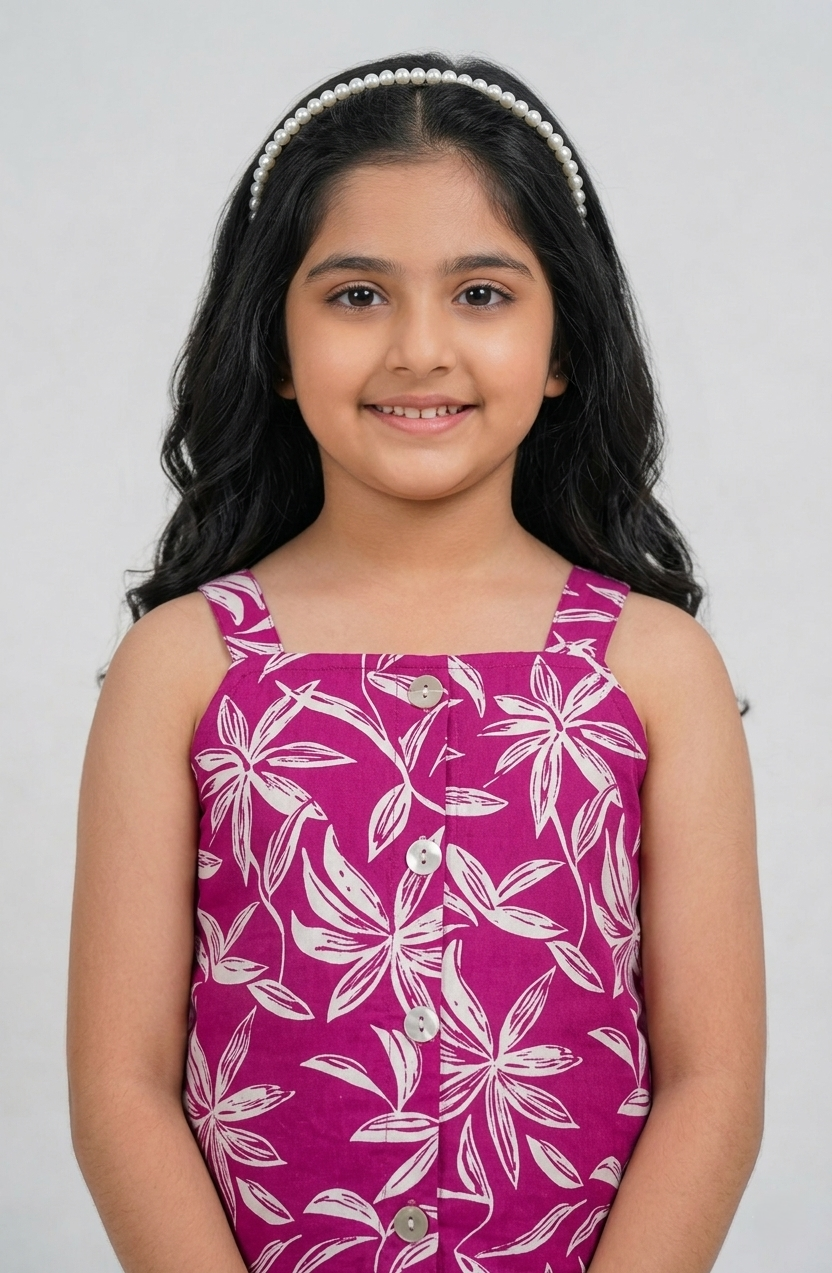 Pink Sleeveless Trendy Printed Cotton Co-ord Set for Kids