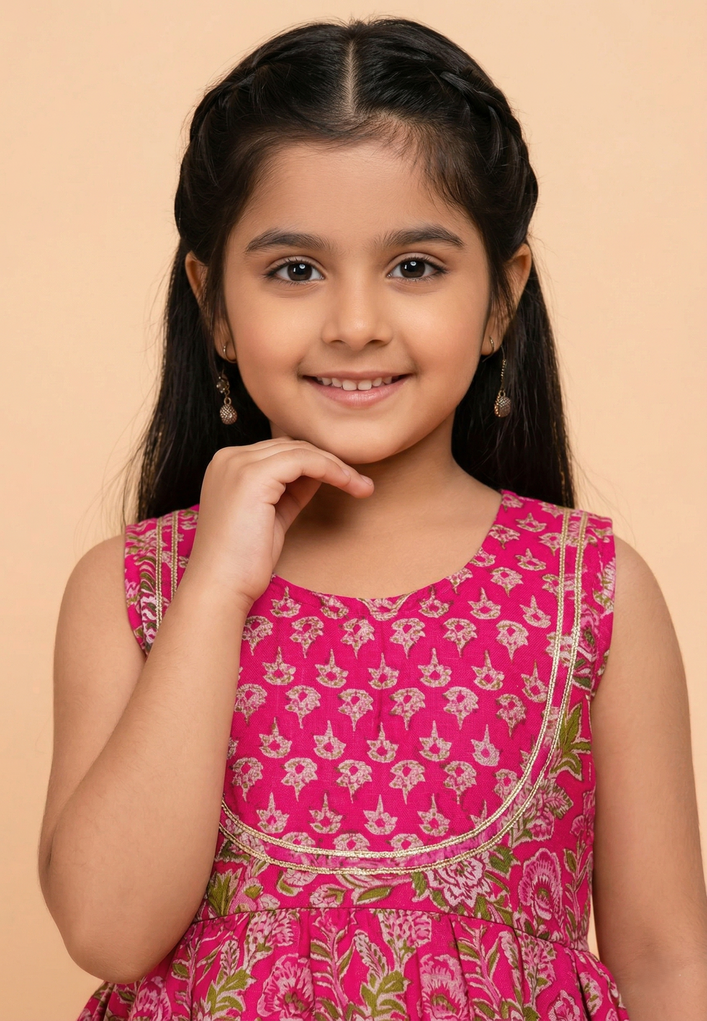 Pink Floral Printed Cotton Kurti And Flared Palazzo