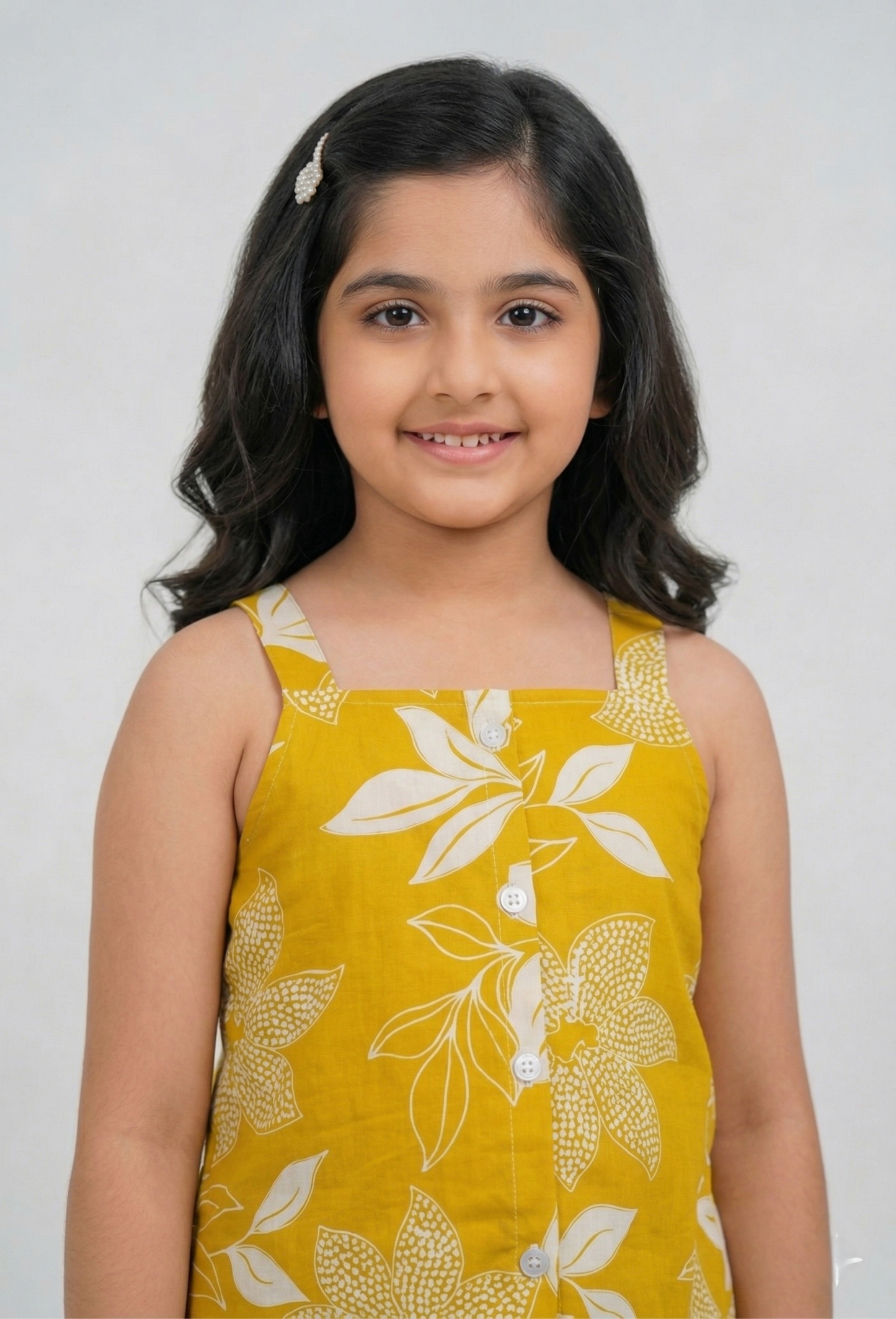 Yellow Sleeveless Trendy Printed Cotton Co-ord Set for Kids