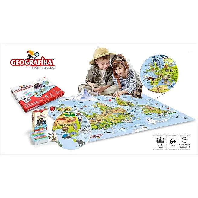 Geografika Map Game with Illustrated Map & 40 Game Cards