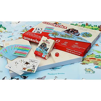 Geografika Map Game with Illustrated Map & 40 Game Cards