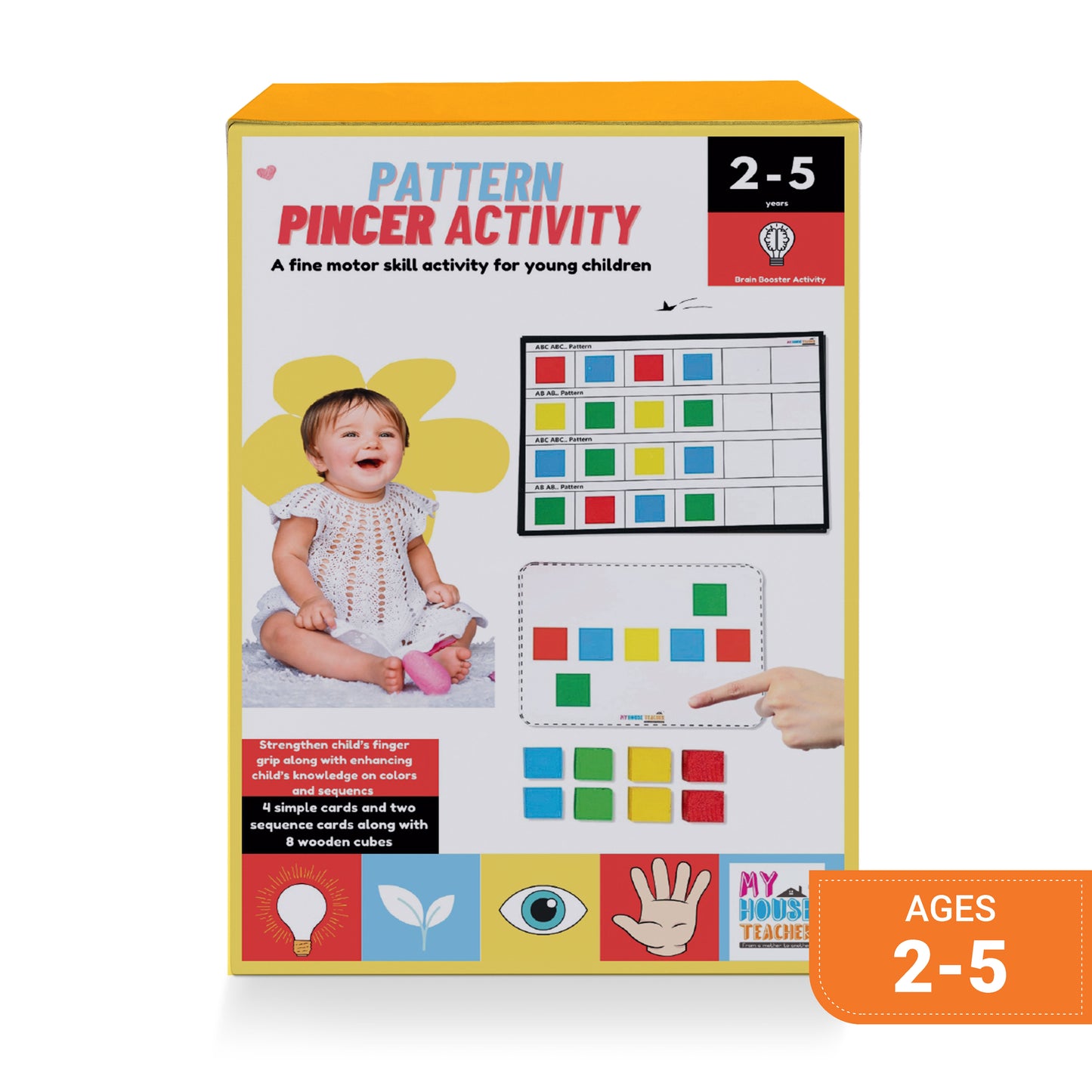 Pattern And Pincer Wooden Cube Activity Busy Bag