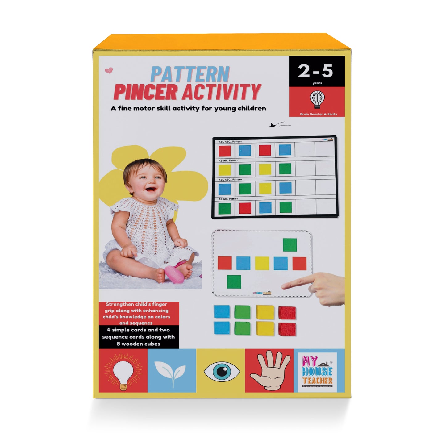 Pattern And Pincer Wooden Cube Activity Busy Bag