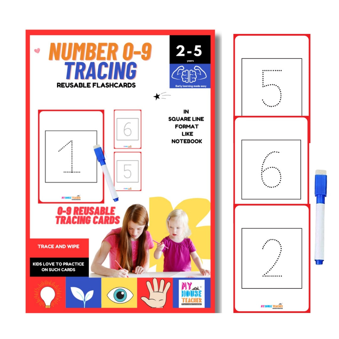 Numbers 0-9 Tracing Reusable Flashcards