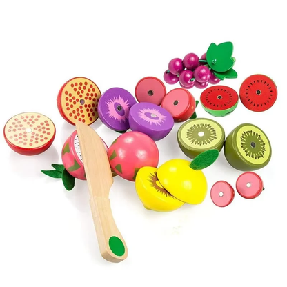 Magnetic Wooden Cutting Fruits – Food Play Toy Set with Basket