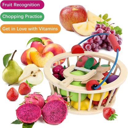 Magnetic Wooden Cutting Fruits – Food Play Toy Set with Basket