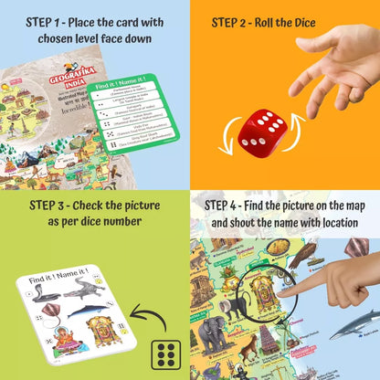 Geografika India Map Game with Flash Cards | Geography Game for Kids 5+ Years