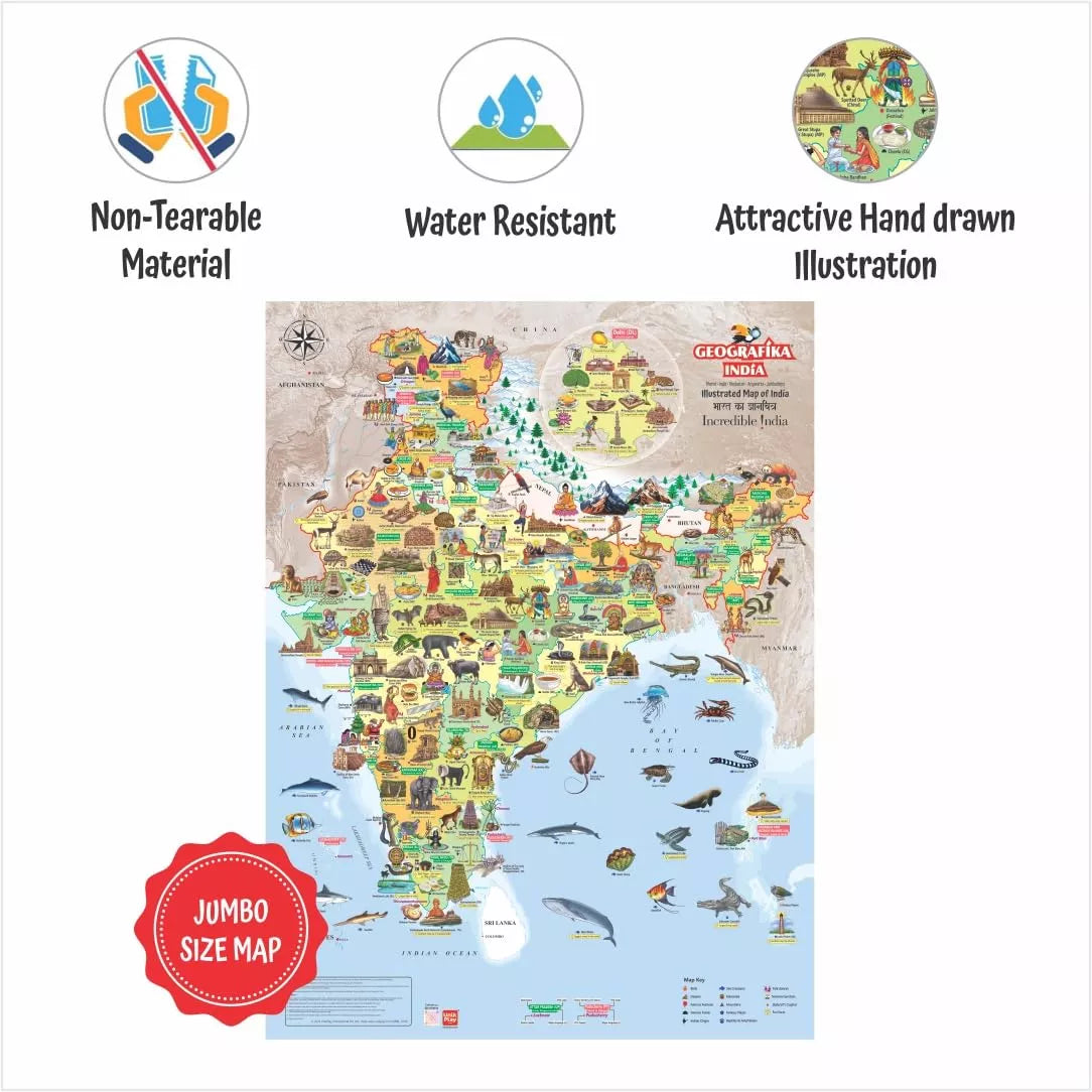 Geografika India Map Game with Flash Cards | Geography Game for Kids 5+ Years