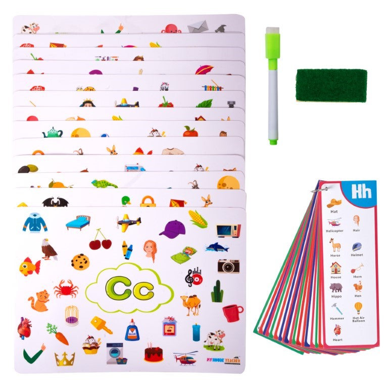 My House Teacher Alphabet Sounds A to Z 26 Reusable  I-Spy Mats Set - Great For Reading, Phonics And Beginning Sounds Recognition, Educational Toys For Kids Learning, Kids Activities Toys