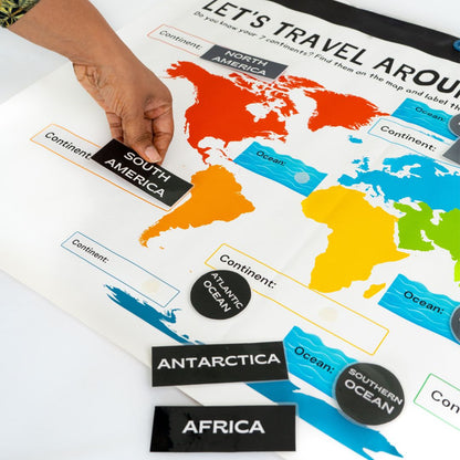 Continents And  Oceans  Fabric Poster  (2 By 2.5 Feet)