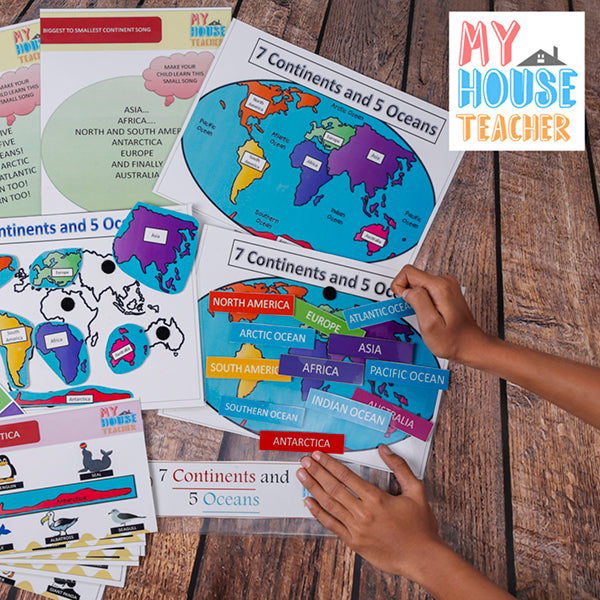 My House Teacher Learn 7 Continents And 5 Oceans In World Map Easily wWith This Trick Magic Folder, Educational Toys For Kids Learning, Kids Activities Toys