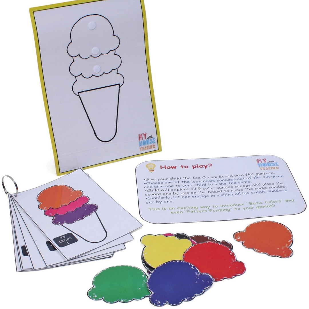 My House Teacher Color Pattern Learning Ice Cream Sundae - Activity Set, Educational Toys For Kids Learning, Kids Activities Toys