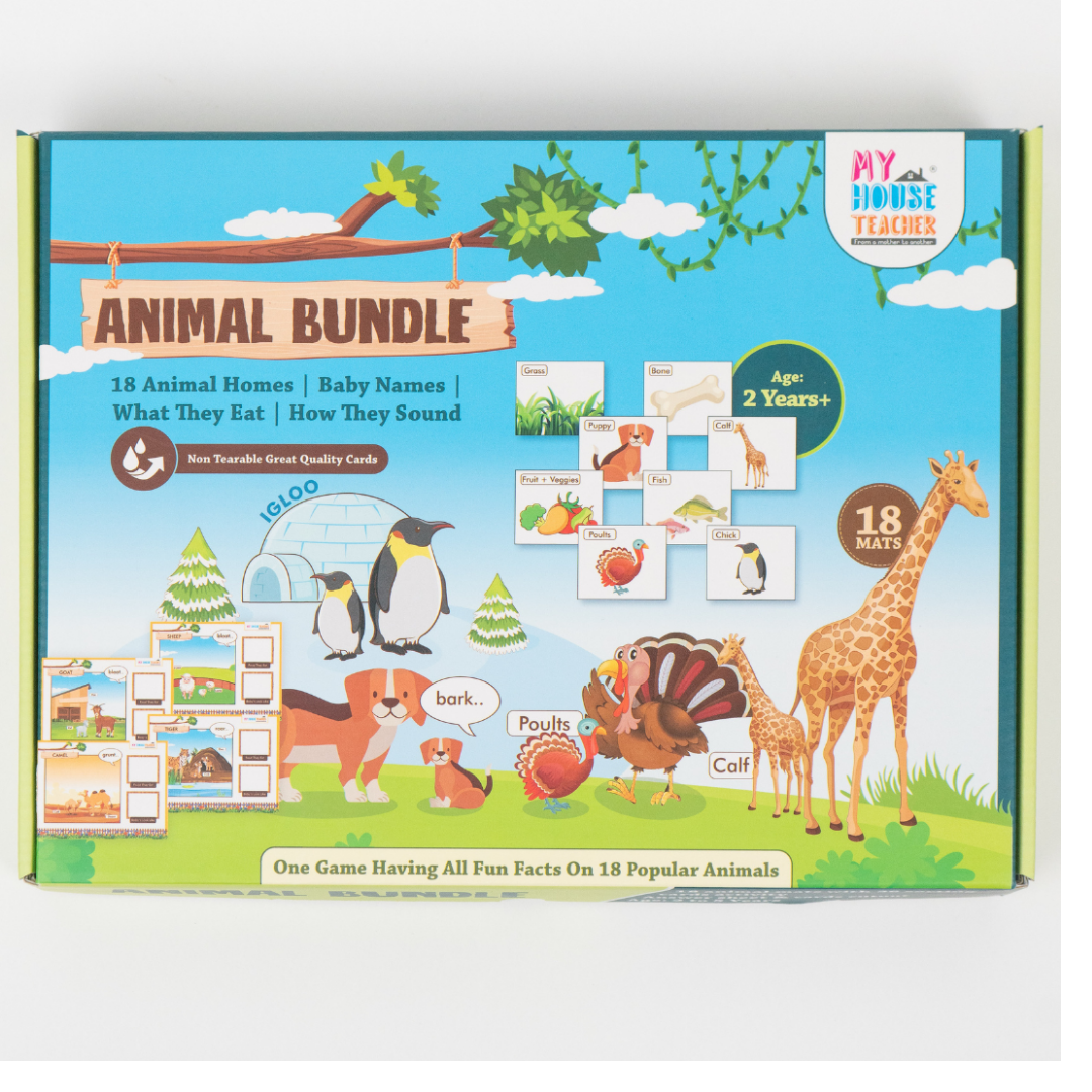 My House Teacher Animal Bundle - All About 18 Animals Non-Tear Reusable Mats Set, Educational Toys For Kids Learning, Kids Activities Toys