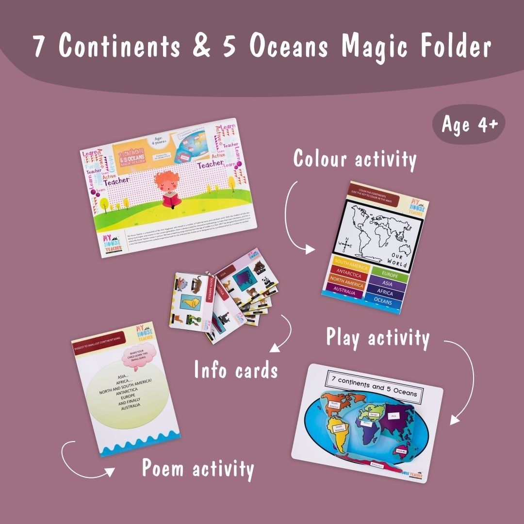 My House Teacher Learn 7 Continents And 5 Oceans In World Map Easily wWith This Trick Magic Folder, Educational Toys For Kids Learning, Kids Activities Toys