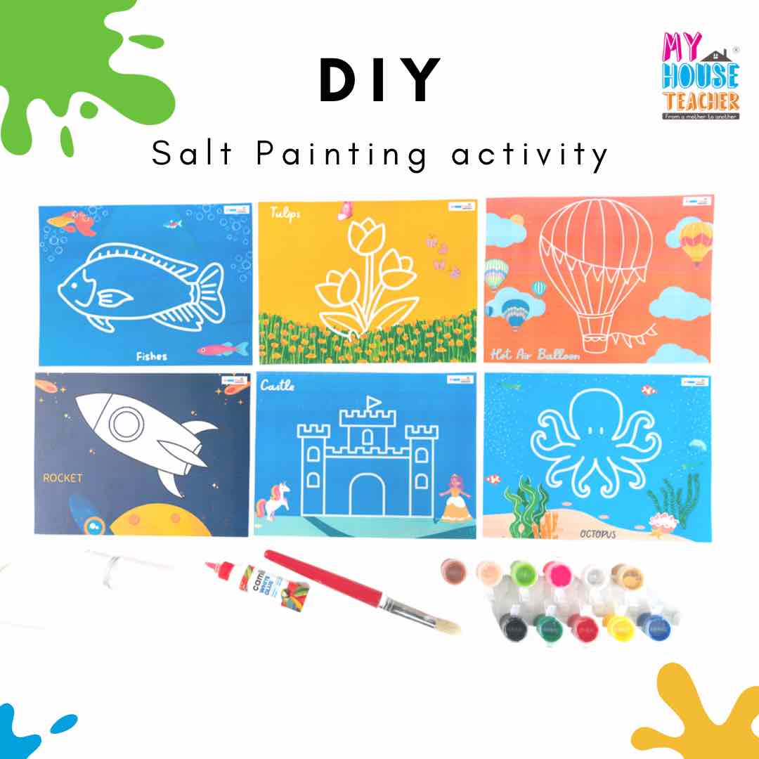 My House Teacher DIY Salt Painting Activity Set, Educational Toys For Kids Learning, Kids Activities Toys