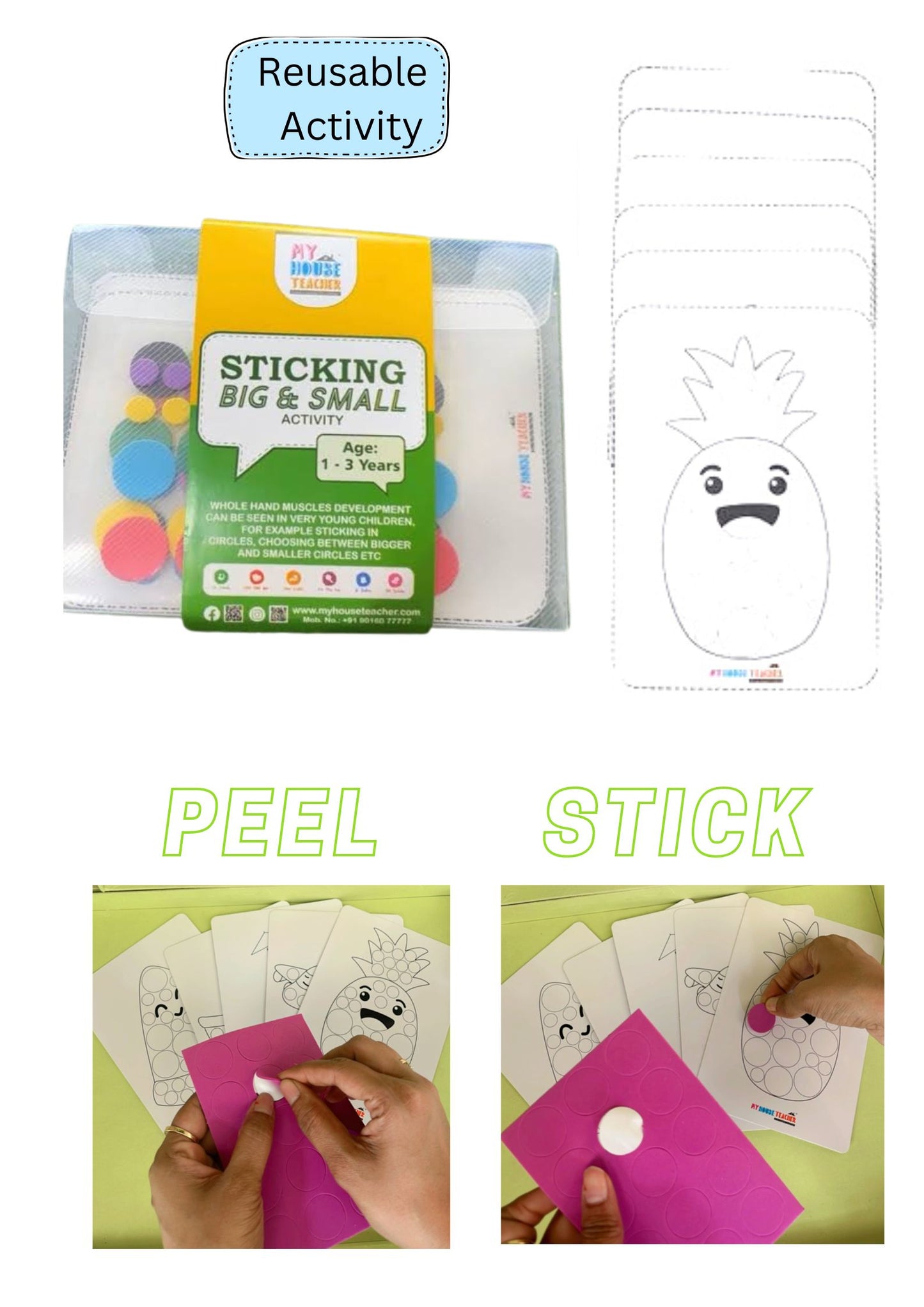 My House Teacher Sticking Big And Small Sticker Reusable Activity Busy Bag, Educational Toys For Kids Learning, Kids Activities Toys